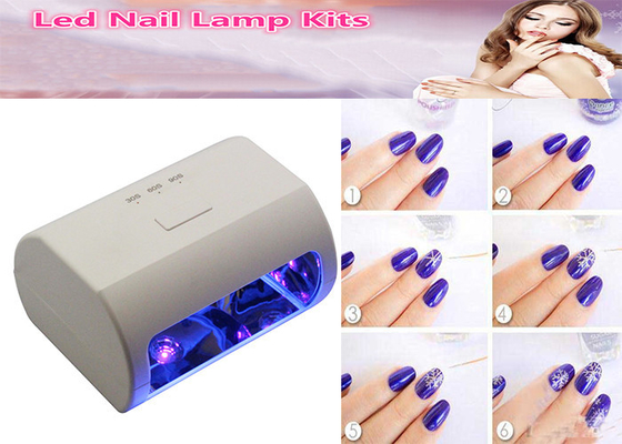 Fast Drying 9W LED Nail Lamp Kits White Color 6pcs 3 In 1 UV Gel Nail Sets